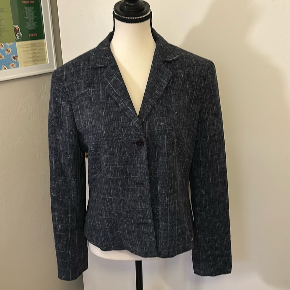 Boxy navy plaid jacket